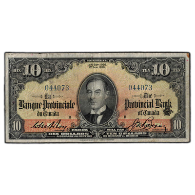SOLD $10 1936 Banque Provinciale Du Canada Chartered Note CH-615-18-06