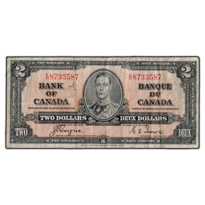 SOLD $2 1937 Bank of Canada Coyne-Towers E/R BC-22c - Writing