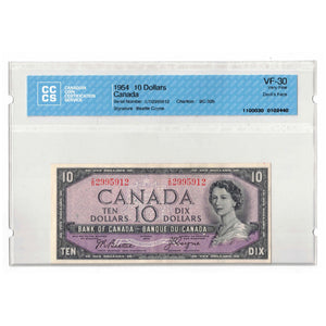 SOLD $10 1954 Bank of Canada Note Devil Face I/D Prefix BC-32b - CCCS VF-30