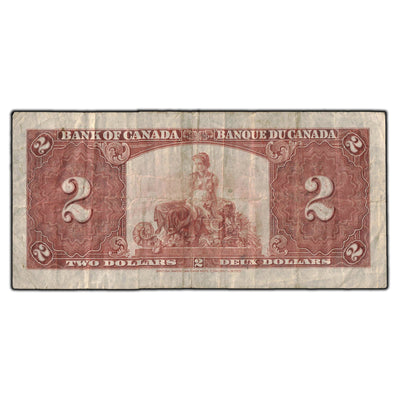 SOLD $2 1937 Bank of Canada Coyne-Towers E/R BC-22c - Writing