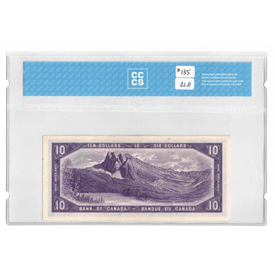 SOLD $10 1954 Bank of Canada Note Devil Face I/D Prefix BC-32b - CCCS AU-50