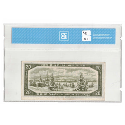 SOLD $20 1954 Bank of Canada Note Devil Face B/E Prefix BC-33a - CCCS VF-30