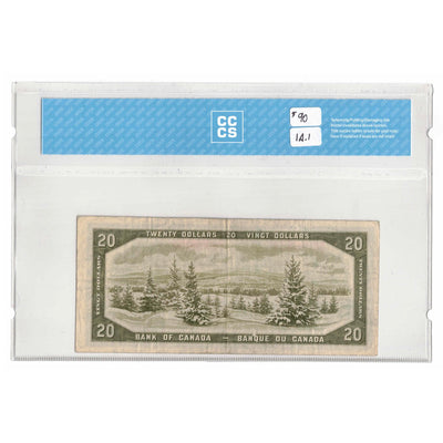 SOLD $20 1954 Bank of Canada Note Devil Face B/E Changeover Prefix BC-33a - CCCS VF-25