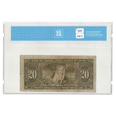 SOLD 1937 $20 Bank of Canada Note Osborne Signature BC-25a -  CCCS F-15