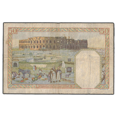 SOLD Algeria Tunisia 1939 50 Francs Note P #84