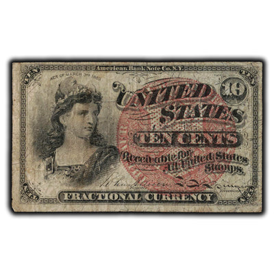 SOLD United States 1863 10 Cents Fractional Currency Note