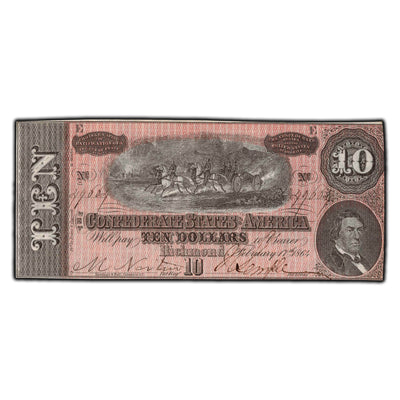 SOLD United States 1864 $10 Confederate States of America Note - Crisp Example
