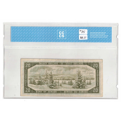 SOLD $20 1954 Bank of Canada Note Devil Face B/E Changeover Prefix BC-33a - CCCS VF-20