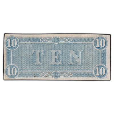 SOLD United States 1864 $10 Confederate States of America Note - Crisp Example