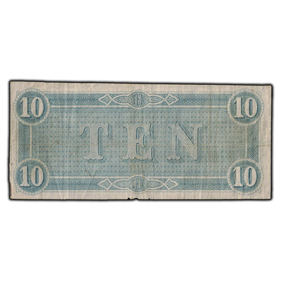 SOLD United States 1864 $10 Confederate States of America Note