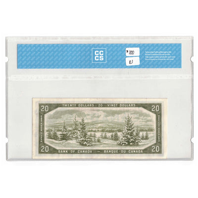 SOLD $20 1954 Bank of Canada Note Devil Face D/E Prefix BC-33a - CCCS EF-40