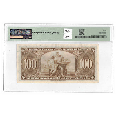 SOLD $100 1937 Bank of Canada Note Gordon-Towers B/J Prefix BC-27b - PMG EF-40 EPQ
