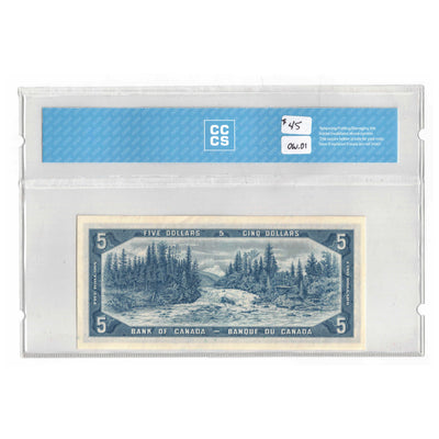 SOLD $5 1954 Bank of Canada Note Bouey-Rasminsky T/X Prefix BC-39c - CCCS UNC-64