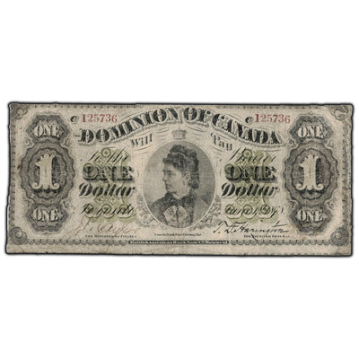 SOLD $1 1878 Dominion Of Canada Note Scalloped Border Payable at Toronto DC-8b
