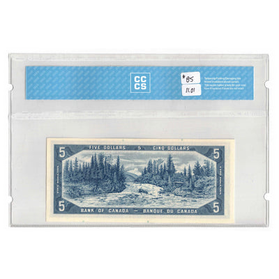 SOLD $5 1954 Bank of Canada Note Beattie-Rasminsky F/X Prefix BC-39b - CCCS UNC-65