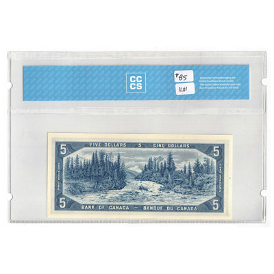 SOLD $5 1954 Bank of Canada Note Beattie-Rasminsky F/X Prefix BC-39b - CCCS UNC-65