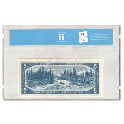 SOLD $5 1954 Bank of Canada Note Beattie-Rasminsky Z/S Prefix BC-39b - CCCS UNC-65