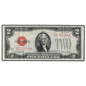 SOLD United States 1928-G $2 Red Seal Legal Tender Note