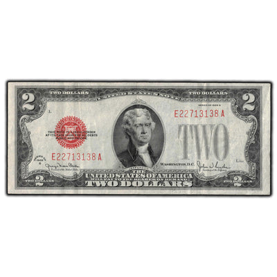 SOLD United States 1928-G $2 Red Seal Legal Tender Note