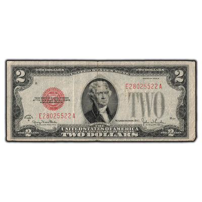 SOLD United States 1928-G $2 Red Seal Legal Tender Note