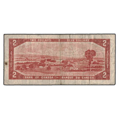 SOLD $2 1954 Bank of Canada Note Devil Face B/B Prefix BC-30a - VG-10
