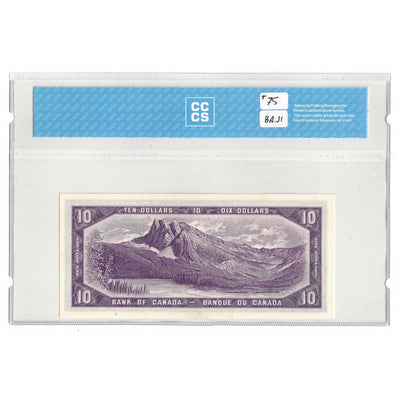 SOLD $10 1954 Bank of Canada Note Beattie-Rasminsky G/T Prefix BC-40b - CCCS UNC-64