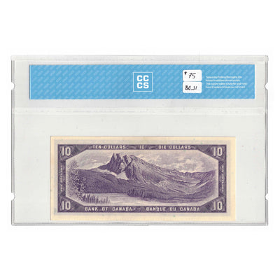 SOLD $10 1954 Bank of Canada Note Beattie-Rasminsky B/V Prefix BC-40b - CCCS UNC-64