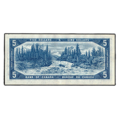 SOLD $5 1954 Bank Of Canada Note Beattie-Coyne K/C Prefix BC-39a - UNC-60 (minor staining)