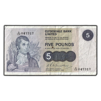 SOLD Scotland Clydesdale Bank 1980 5 Pounds Note P #205