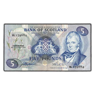 SOLD Scotland 1980 5 Pounds Note P #112