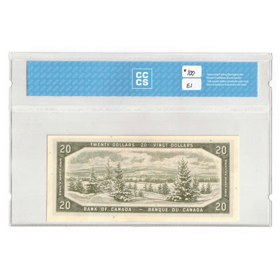 SOLD $20 1954 Bank of Canada Note Beattie-Rasminsky A/W Prefix BC-41b - CCCS UNC-65