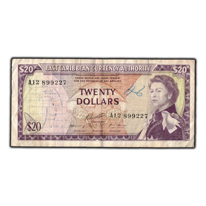 SOLD East Caribbean States 1965 $20 Note P #15 - Writing