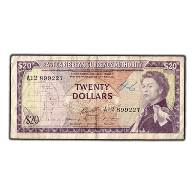 SOLD East Caribbean States 1965 $20 Note P #15 - Writing