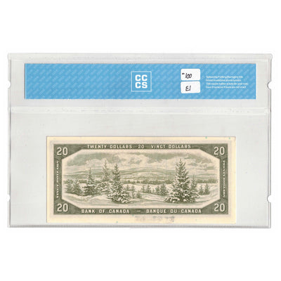 SOLD $20 1954 Bank of Canada Note Beattie-Rasminsky Z/E Prefix BC-41b - CCCS UNC-64
