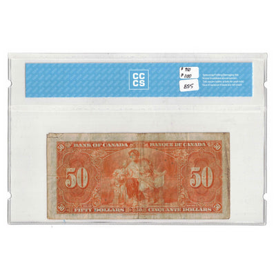 SOLD 1937 $50 Bank Of Canada Note Osborne Signature BC-26a -  CCCS F-12 (corner damage)
