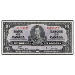 SOLD $10 1937 Bank of Canada Note Coyne-Towers Z/D Prefix BC-24c - About EF