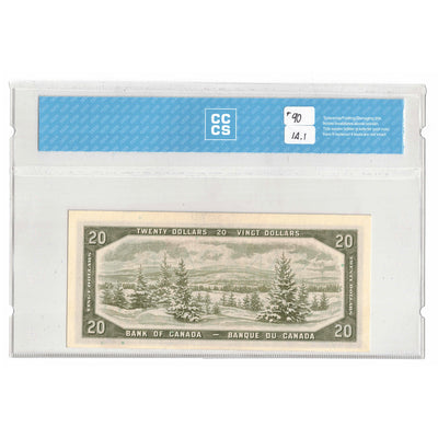 SOLD $20 1954 Bank of Canada Note Beattie-Rasminsky S/E Prefix BC-41b - CCCS UNC-63