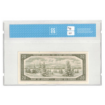 SOLD $20 1954 Bank of Canada Note Beattie-Rasminsky S/E Prefix BC-41b - CCCS UNC-63