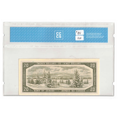 SOLD $20 1954 Bank of Canada Note Beattie-Rasminsky Y/E Prefix BC-41b - CCCS UNC-62