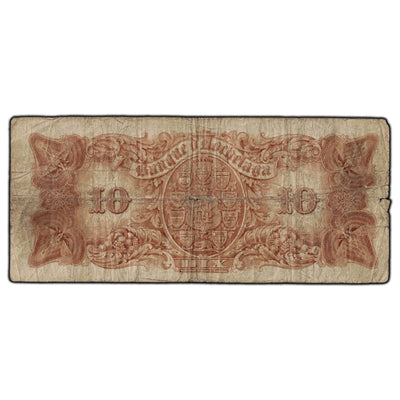 SOLD $10 1914 Banque D'Hochelaga Canada Chartered Note - Minor Writing