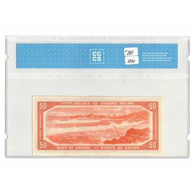 SOLD $50 1954 Bank of Canada Note Beattie-Rasminsky B/H Prefix BC-42b - CCCS UNC-60