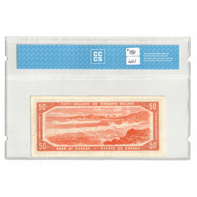 SOLD $50 1954 Bank of Canada Note Beattie-Rasminsky B/H Prefix BC-42b - CCCS AU-50