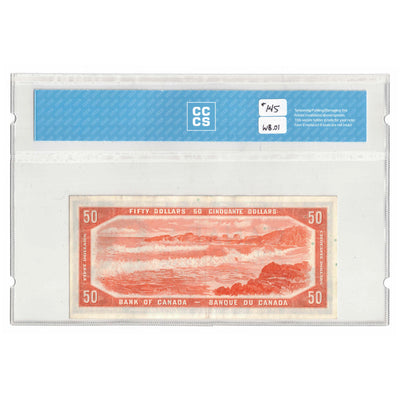SOLD $50 1954 Bank of Canada Note Beattie-Coyne A/H Prefix BC-42a - CCCS EF-45