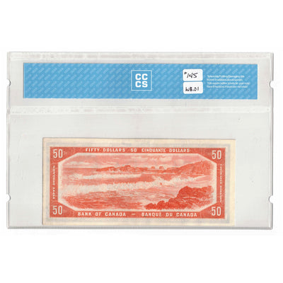 SOLD $50 1954 Bank of Canada Note Beattie-Coyne A/H Prefix BC-42a - CCCS EF-45