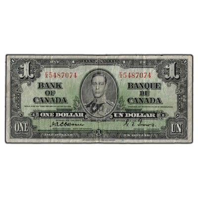 SOLD $1 1937 Bank of Canada Note Osborne Signature E/A Prefix BC-21a - Staple Hole
