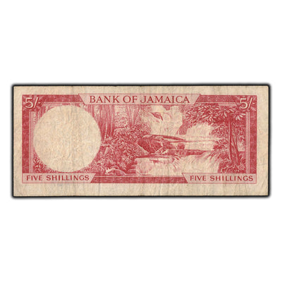 SOLD Jamaica 1964 5 Shillings Note P #51A
