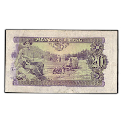 SOLD Luxembourg 1943 20 Francs Note P #42