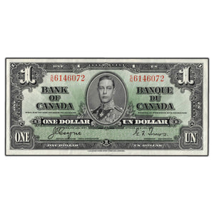 SOLD $1 1937 Bank of Canada Note Coyne-Towers S/N Prefix BC-21d - EF-45