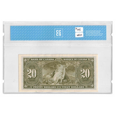 SOLD 1937 $20 Bank of Canada Note Coyne-Towers H/E Changeover Prefix BC-25c - CCCS EF-45