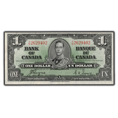 SOLD $1 1937 Bank of Canada Note Coyne-Towers T/N Prefix BC-21d - VF-30 (minor tear)